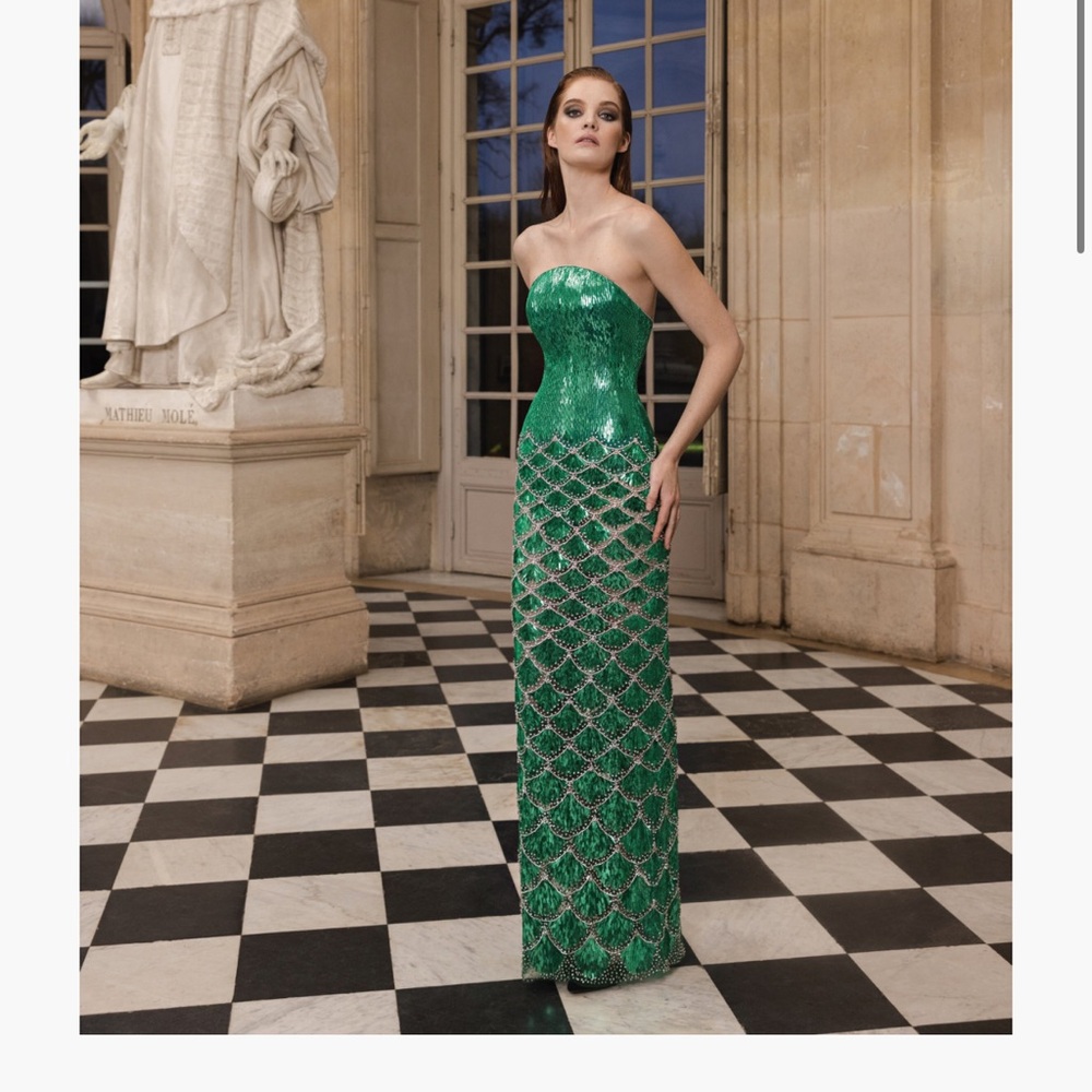 Sophie Couture SHIMMERING DRESS IN A SCALE-LIKE PATTERN